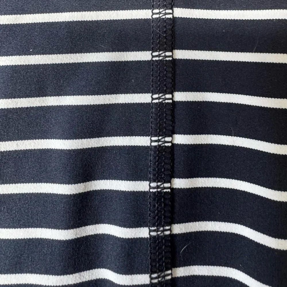Athleta Contender Navy and White Striped Leggings